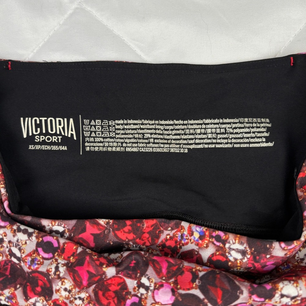 Victoria Sport Gem Print Leggings XS Red Pink Jewel Pattern Yoga Active - Picture 7 of 10